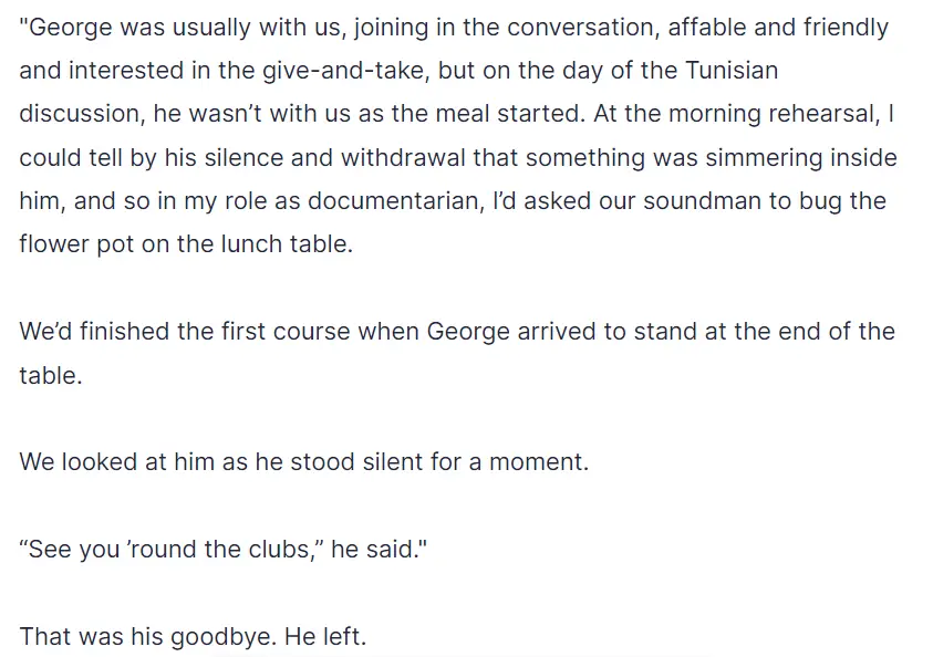 what did John Lennon say about George Harrison leaving the Beatles